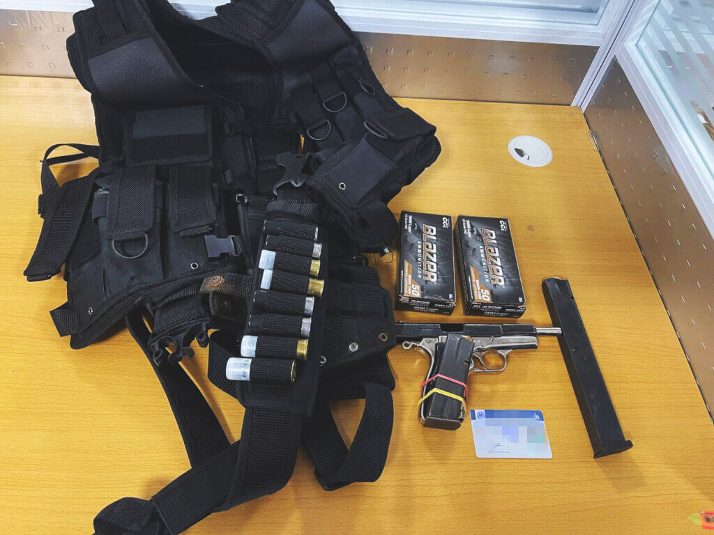 tactical gear and handgun
