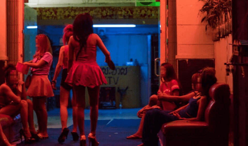 young girls in bar at night