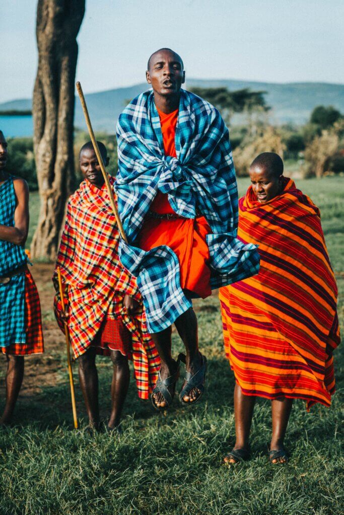 Maasai men in traditional garb