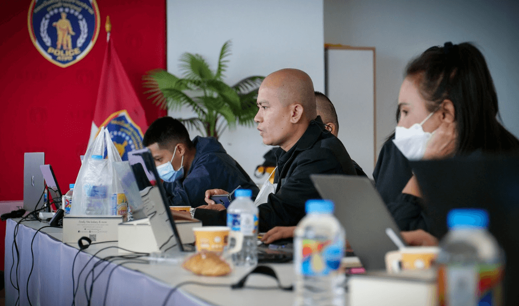 police seated during training