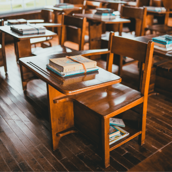 desk in classroom